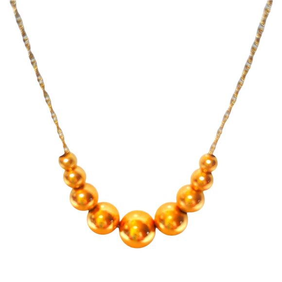 14K Yellow Gold Add A Bead Chain Necklace 9 Graduated Beads 18" Long Fine 3 Gm - Picture 1 of 6